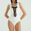 Corea del Sur Nuevo Bikini de Especias de Aguas Termales Bikini Sexy Escote en V Profundo con Tirantes Lazo Puro Traje de Baño
