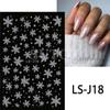 Suministro transfronterizo de nuevas pegatinas para decoración de uñas con copos de nieve blancos de invierno, alces, purpurina, pegatinas adhesivas navideñas.