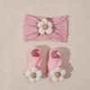 Europa y Estados Unidos nuevos accesorios para niños bebé color sólido flor de cinco pétalos elástico nailon banda ancha para el cabello con traje de calcetines de bebé
