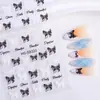 Pegatinas para Uñas de Moño Blanco y Negro 5D Estereoscópicas en Relieve Versátiles Coloridas Pegatinas para Uñas de Moño Joyería Estilo Hg