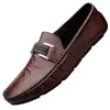 Mocasines de Cuero Genuino para Hombre Nuevos Zapatos de Negocios Británicos Transpirables Suela Suave Zapatos Casuales Zapatos de Frijol de un Paso Perezoso Hombres