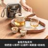 Olla de asa lateral de conejo con laurel dorado pintada a mano, juego de té de viaje, traje, equipo portátil para té Kung Fu al aire libre, una olla de dos tazas