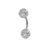 Anillo para ombligo de arcilla suave con bola de diamantes completa 8 8 anillo para ombligo varilla de acero inoxidable perforación Joyería de moda de personalidad popular en Europa y Estados Unidos