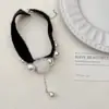 Colar com Pingente de Gota d'Água Pérola Aveludada e Franja, Corrente de Clavícula Vintage com Temperamento Gentil e Doce, Corrente de Pescoço Niche de Alta Qualidade