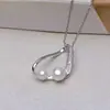 Accesorios DIY Plata S925 Estilo Coreano Europeo y Americano Colgante Doble de Perlas Base para Collar de Cabello Fetal de Perla 4-5 3264