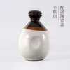 Botella de Vino de Cerámica Yixing 0.5 kg Jarra de Vino de Barro con Tapa de Cerámica, Botella de Vino Vacía Negra Sellada a Mano para Empaquetar Licores y Vino Amarillo