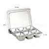 Caja de condimentos de cocina de acero inoxidable, frasco de especias comercial multi-compartimento, caja de ingredientes de polvo de hielo, caja de condimentos para puesto, caja de ingredientes