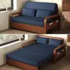 Sofá-Cama Novo Estilo, Cama Dobrável Estilo Chinês, Sofá-Cama Duplo Multifuncional de Couro Encerado para Sala de Estar, Extensível