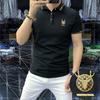 Polo de Verano para Hombre Lel Camiseta de Manga Corta con Relieve Tridimensional Guapo a la Moda de Manga Corta para Hombre Top Slim-fit