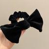 Anillo de Pelo Retro Coreano Estilo Chanel para Niña, Anillo Redondo Negro de Terciopelo, Lazo Grande Tridimensional Todo Fósforo, Cuerda para el Cabello, Adorno para la Cabeza para Mujer