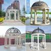 Escultura de Piedra Gazebo de Estilo Europeo Marquesina Exterior de Hierro Forjado Pabellón de Piedra de Ocio Paisajismo de Mármol Redondo Jardín de Villa Gazebo de Piedra de Ocio