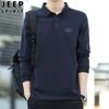 JEEP SPIRIT Nova Camisa Polo Masculina de Manga Comprida para Primavera e Outono Lap Solta Respirável Tamanho Grande Camiseta Casual Masculina
