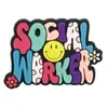 Pingentes Coloridos Personalizados para Sapatos com Frases em Inglês, Decorações e Acessórios para Sapatos de Borracha Macia em PVC