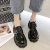 Mocasines con Suelas Gruesas, Estilo Universitario, Zapatos Individuales de Tacón Grueso para Mujer, Nuevos Zapatos Versátiles de Cuero Pequeño Estilo Británico 2024, Zapatos de Mujer con Tacones Gruesos para Aumentar la Altura