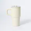 Copo térmico de aço inoxidável 304 com alça, caneca de café com canudo de grande capacidade, elegante e portátil para uso no escritório e no carro