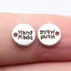 8.8X8.8Mm 0.35g Prata Antiga Acessórios DIY Pingente Redondo Feito à Mão Etiqueta Inglesa