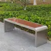 Banco de parque de aço inoxidável, banco longo para exterior, assento de madeira anticorrosiva para shopping, cadeira longa comunitária para exterior, banco de descanso