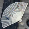 Leque Tecido de Bambu Branco com Estrutura de Bambu, Leque de Seda de Bambu Feminino, Presente Estilo Chinês, Adereço de Casamento, Adequado para Mulheres