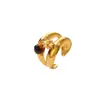 Anel de pedra olho de tigre mais vendido internacionalmente, anel aberto irregular martelado com franja vintage e sol, luxo leve e elegante, disponível para dropshipping