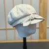 Gorra octagonal de estilo francés con lazo de lunares para mujer, hace que la cara se vea más pequeña, gorra de boina versátil, boina de pintor artística y moderna