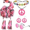 Disfraz Hippie para Mujer de Amazon Traje con Capa Tie-Dye Disfraz de Halloween Fiesta de la Paz Mono con Capa