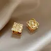 Brincos Geométricos de Moda Europeia e Americana com Cravação de Diamantes, Lado Duplo, Design Único de Nicho, Brincos Elegantes de Luxo Leve de Alta Qualidade