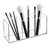 Organizador de Canetas Transparente de Plástico com 3 Compartimentos, Suporte de Mesa para Material de Escritório, Utensílios, Maquiagem e Uso Doméstico