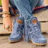 Botines de tobillo con flecos talla grande código exterior para mujer 2026 Otoño Invierno Nuevo estilo europeo americano Botas de mujer Estilo vaquero occidental Chelsea transfronterizo