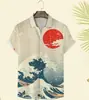 Camisa de Manga Corta de Verano Nueva para Hombre Europea y Americana Feihe Impresión Digital 3D Moda Hawaiana Casual Ropa para Hombre