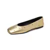 Zapatos de cuero planos de estilo francés retro para mujer, sin cordones, con tachuelas, de piel de oveja, para combinar con faldas, zapatos planos de punta cuadrada, poco profundos, tipo bailarinas