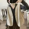 Jaqueta Colete de Algodão Feminina, Novo Estilo Primavera e Outono, Caimento Solto, Decote V Emagrecedor, Design Simples e Único, Colete de Trabalho