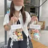 Bolsa Tote Transparente de Moda para Cuentas de Semillas DIY, Papelería, Accesorios, Muñecos de Yeso, Bolsas Florales Hechas a Mano DIY, Bolsas de Pintura al Óleo con Borlas