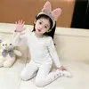 Roupa íntima térmica de veludo infantil, pijama infantil para meninas, roupa infantil de inverno, cor sólida, novas roupas de inverno, roupas de outono