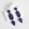Pendientes Amazon transfronterizos, extragrandes, electrochapados, elegantes, de estilo largo, con un toque de alta gama, adornados con borlas y pedrería negra