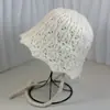 Sombrero de Mujer Estilo Coreano de Punto Calado Sombrero de Pescador Casual para Cabeza Grande Rostro Amplio Pequeño Sombrero de Cuenca con Encaje Protector Solar Cálido Sombrero de Cuenca