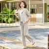 Conjunto de dos piezas estilo mamá para primavera y otoño, ropa de mujer moderna y casual para mujeres de mediana edad y mayores, corte ajustado, rejuvenecedor, atuendo elegante y moderno