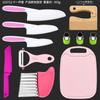 Cuchillo de Fruta de Plástico para Niños Pelador de Melón y Fruta Tabla de Cortar para Educación Infantil Molde para Pastel de Alimentos Complementarios Juego de Escoba Pequeña y Recogedor