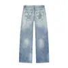 Fabricante Mayorista de Ropa para Mujer Transfronteriza Primavera 2026 Nuevo Estilo Europeo y Americano Jeans Casuales de Corte Holgado con Pedrería de Cinco Estrellas en Toda la Superficie