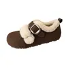 Novo estilo 2026, sandálias Birkenstock forradas com fleece para mulheres, adequadas para uso externo no outono e inverno, sapatos de algodão com sola grossa, sapatilhas de camurça retrô estilo coreano