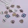 Accesorios de colgante para collar DIY hecho a mano de aleación con forma de corazón de ojo turco incrustado de diamantes transfronterizos