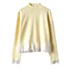 Camiseta Base de Punto Grueso con Cuello Medio-Alto y Ribete de Encaje para Mujer, Otoño e Invierno 2026, Cintura Fruncida, Top Interior Ajustado