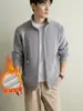 Cardigan Suéter Grueso de Terciopelo yingao Invierno Cuello Alto Cremallera Cálido Casual Color Sólido Estilo Old Money Mediana Edad Ropa para Hombre