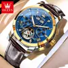 Zhang Zhilin Respalda los Relojes Olevs, Reloj Mecánico Puro Totalmente Automático, Diseño Calado, Reloj de Pulsera para Hombre Impermeable de Negocios