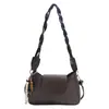 Bolsa Quadrada Pequena Retro com Pingente Nova Moda Estilo Coreano Estampa de Leopardo Texturizada de Grande Capacidade para Ombro e Transversal