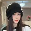 Nuevo Gorro de Lana Holgado Tejido para Mujer, Cálido Sombrero de Lana para Otoño e Invierno, Protección para las Orejas, Circunferencia de Cabeza Grande, Sombrero Frío Posparto para Adelgazar el Rostro
