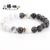 TEMU estilo explosivo transfronteiriço pedra natural pedra de pinho pulseira de contas bicolor moda simples alta qualidade versátil cordão de mão atacado