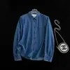 Camisa jeans casual elegante de manga longa, corte reto, gola de lapela, algodão puro, minimalista nórdica, versátil e estilosa, para mulheres, nova para o outono