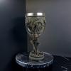 Uma Taça de Vinho Medieval de 200ml em Formato de Dragão com Design de Guerreiro Dragão Mítico Europeu em Aço Inoxidável
