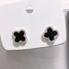 Pendientes Elegantes de Plata de Ley S925 Pendientes de Alta Calidad para el Trabajo Elegantes Sencillos Versátiles Pendientes de Trébol de Cuatro Hojas para Mujer
