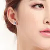 Aretes de Corazón de Plata Esterlina s925 para Mujer, Elegantes de Estilo Chanel con Diamantes Huecos de Amor, Aretes Europeos y Americanos